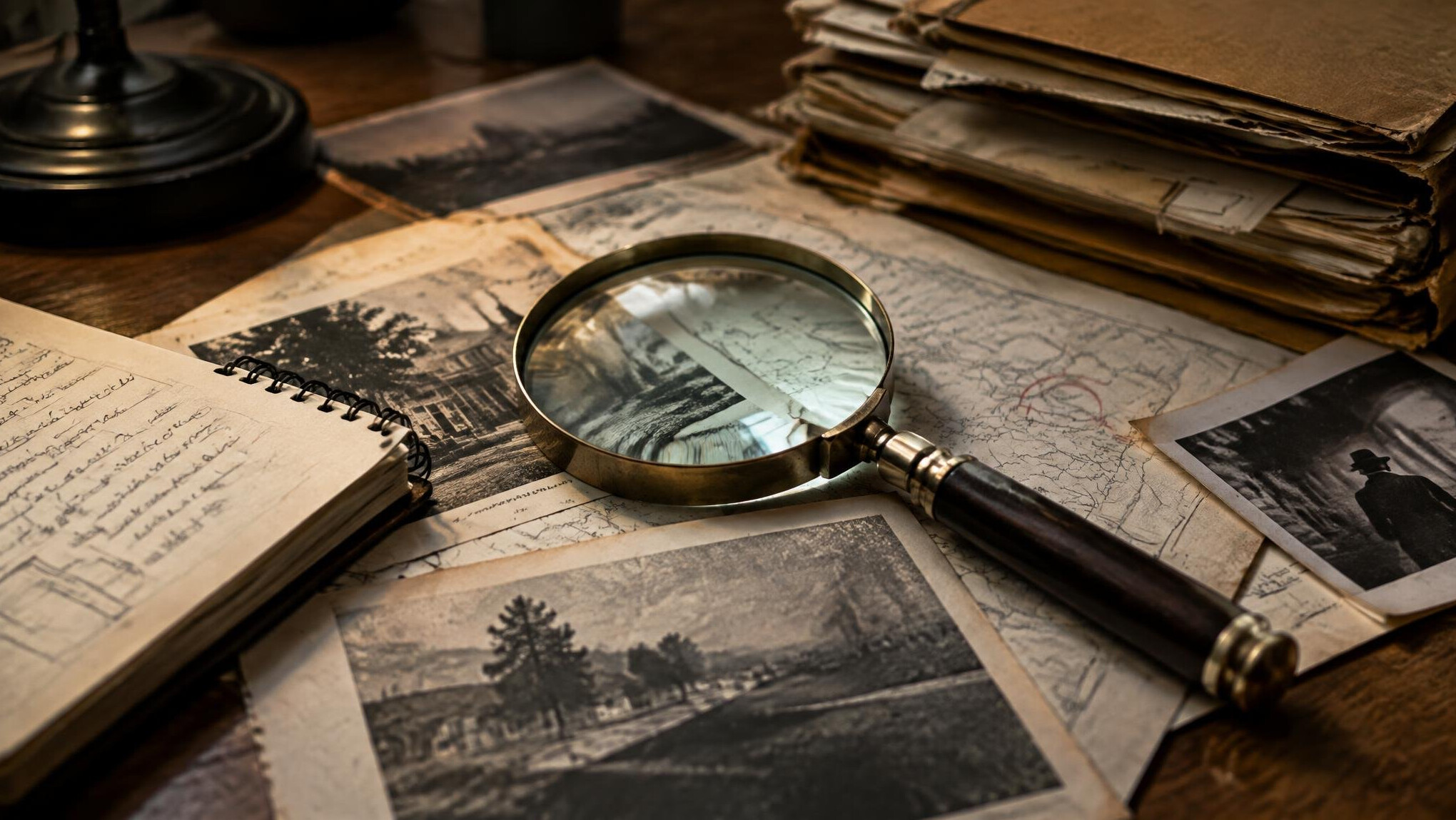 magnifying glass on documents