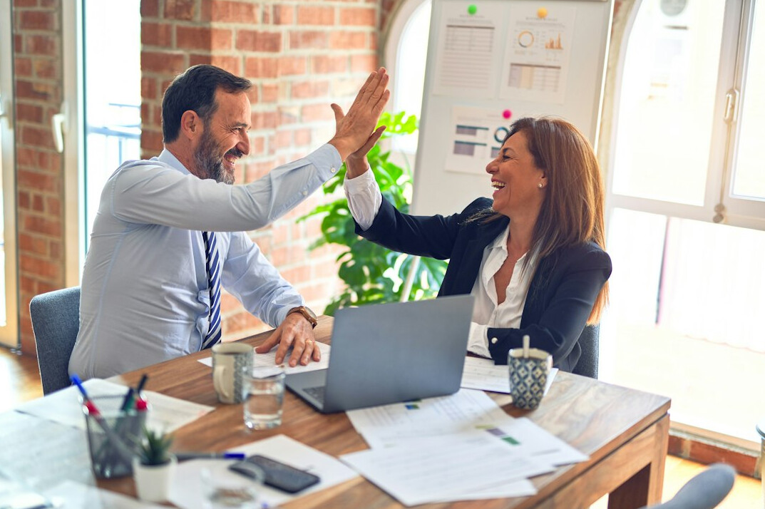 happy client handshake